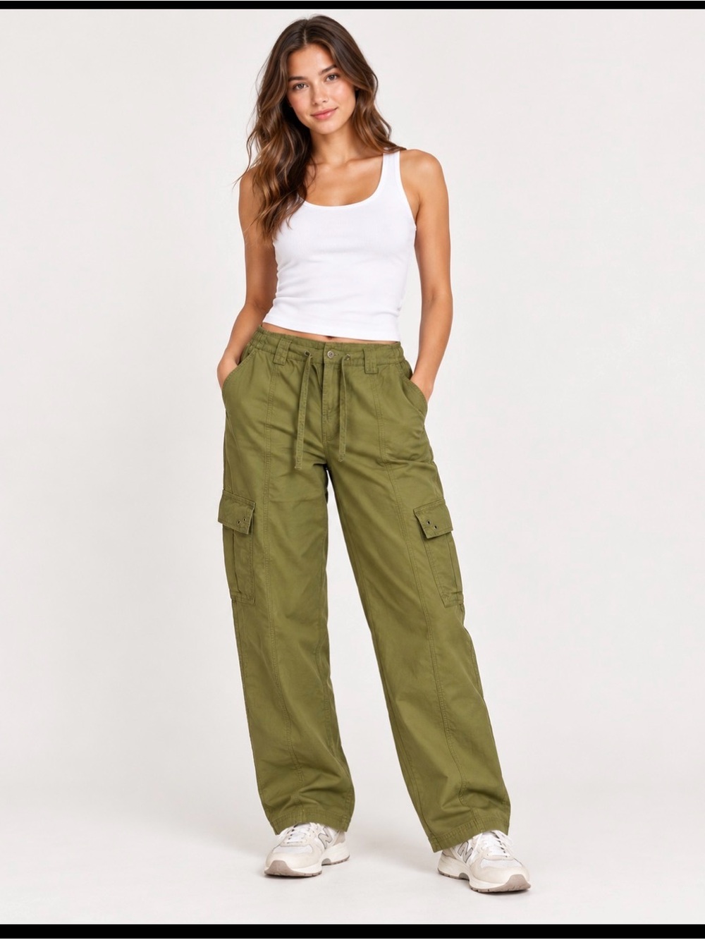 Cotton On Olive Cargo Wide-Leg Pants Size 8